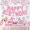 55 Pcs Happy Birthday Balloon Set – Pink Foil Letters, Star Foil Balloons, Latex Balloons & Hanging Swirls – Party Decorations for Women, Men, Boys & Girls (Pink)